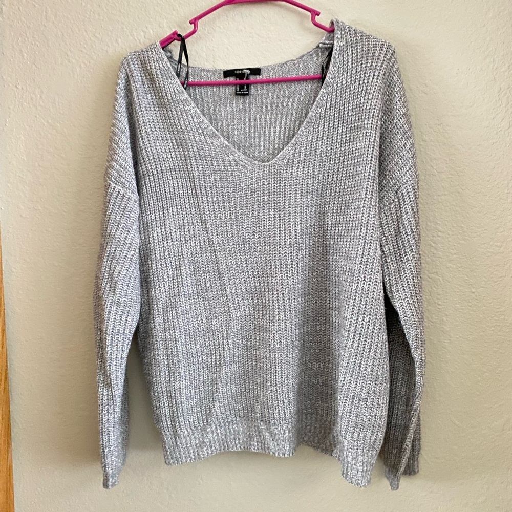 Forever 21 Grey V Neck Sweater